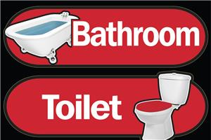 Bathroom and Toilet Signage Kit Red